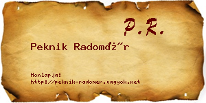 Peknik Radomér névjegykártya